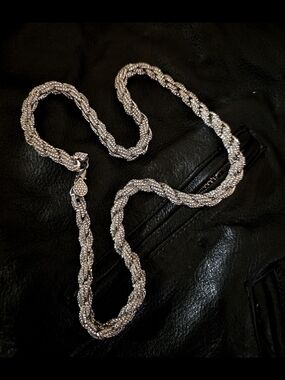 Men's Silver Braided Rope Chain Necklace - Classic Shine